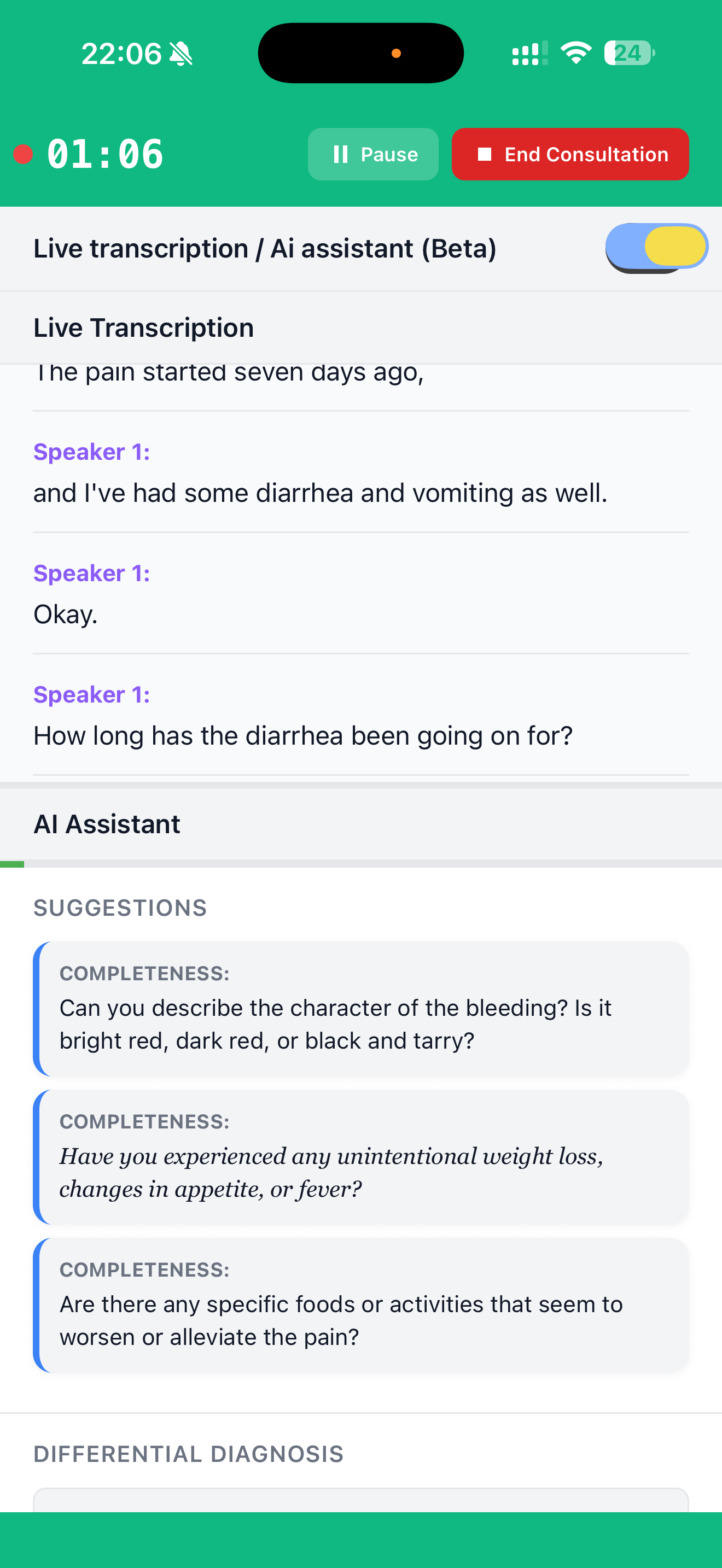 AI Clinical Suggestions